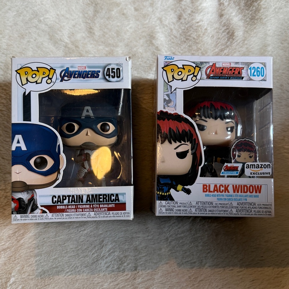 Funko Pop! Captain America and Black Widow Figures